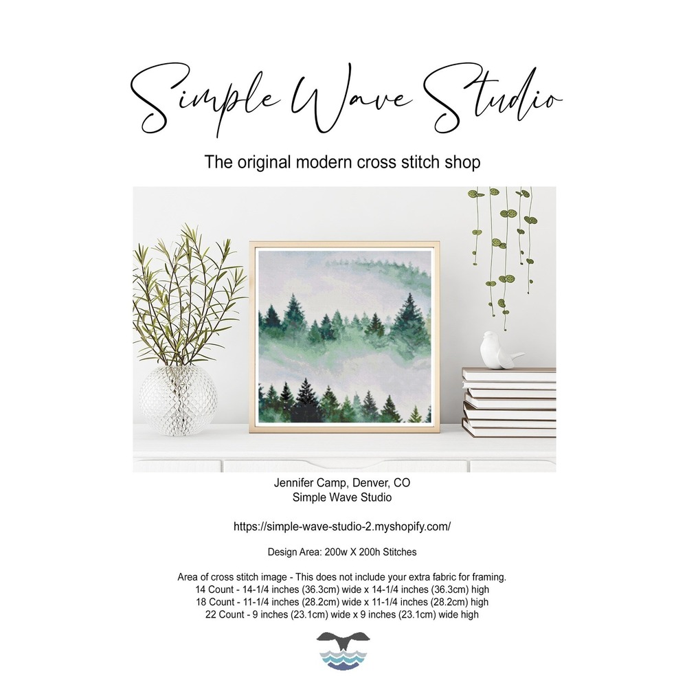 Foggy Evergreens Modern Cross Stitch Pattern Chart